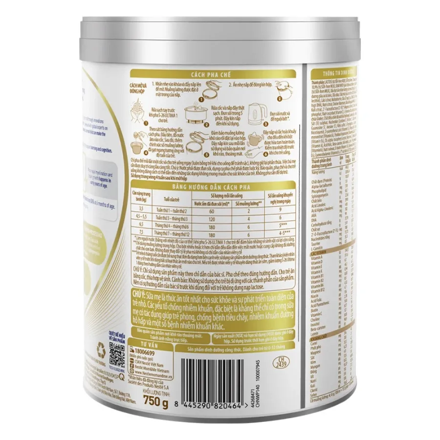 Sữa bột Nestlé S-26 Ultima số 1 750g (0 - 12 tháng)