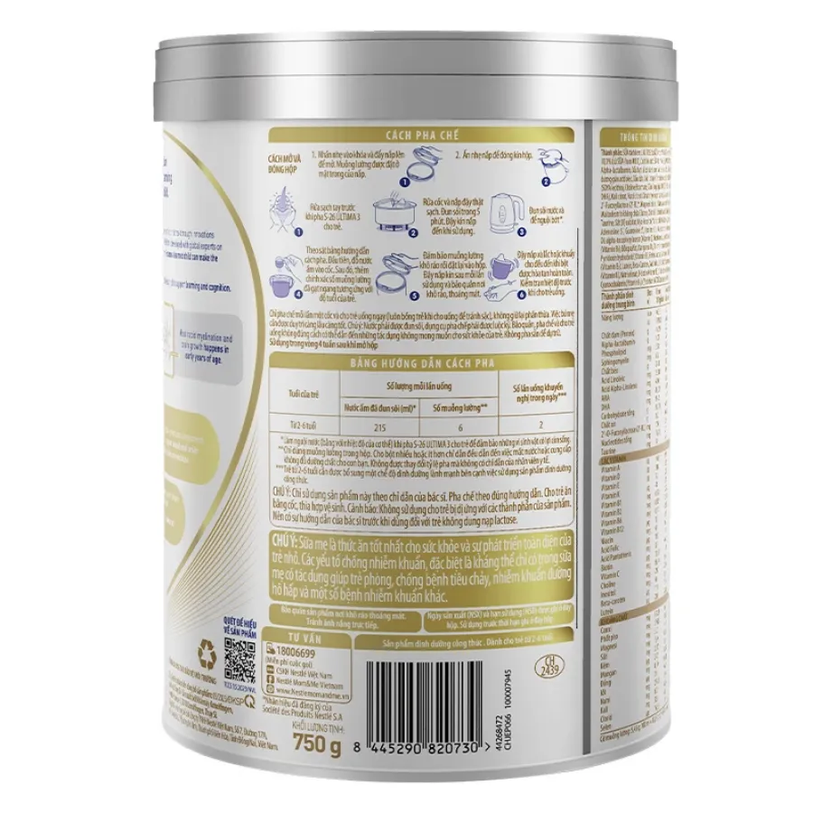 Sữa bột Nestlé S-26 Ultima số 3 750g (2 - 6 tuổi)