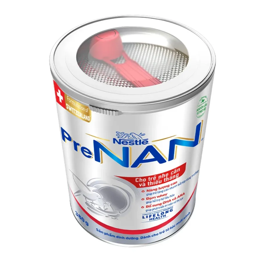 Sữa bột PreNAN 380g (trẻ sơ sinh) dành cho trẻ nhẹ cân, thiếu tháng