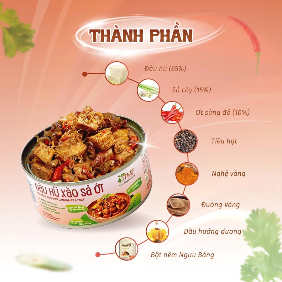 Đậu hũ xào sả ớt ăn liền 100g