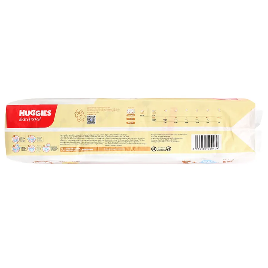 Tã dán Huggies Skin Perfect size M 76 + 3 miếng (6 - 11 kg) - Giao bao bì cộng miếng ngẫu nhiên