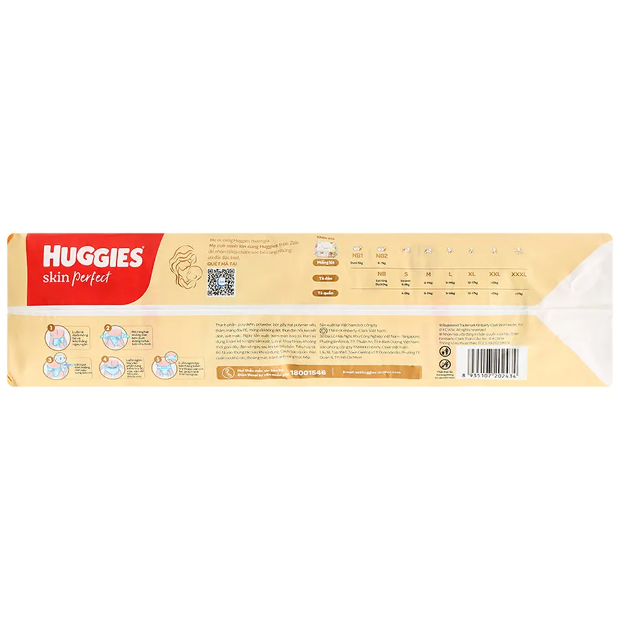 Tã dán Huggies Skin Perfect size S 80 + 2 miếng (4 - 8 kg) - Giao bao bì cộng miếng ngẫu nhiên