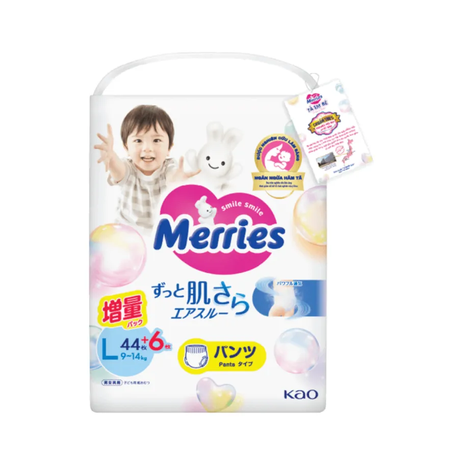 Tã quần Merries (L, 9-14kg, 44 miếng) (giao bao bì ngẫu nhiên)
