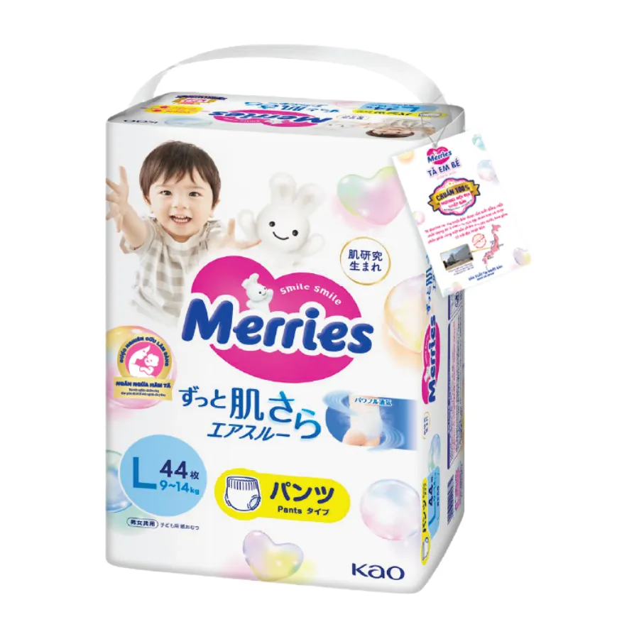 Tã quần Merries (L, 9-14kg, 44 miếng) (giao bao bì ngẫu nhiên)