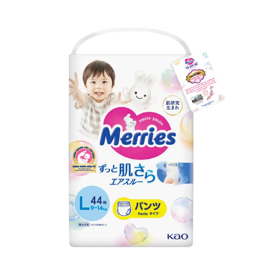 Tã quần Merries (L, 9-14kg, 44 miếng) (giao bao bì ngẫu nhiên)