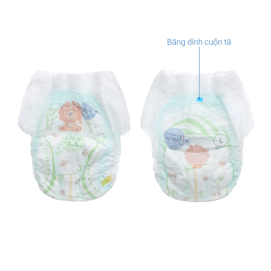 Tã quần Molfix thiên nhiên size L 36 + 6 miếng (9 - 13 kg)