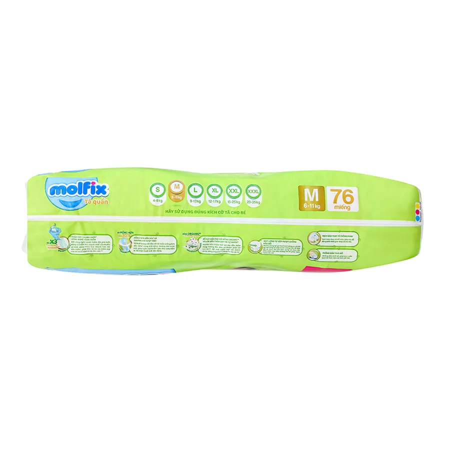 Tã quần Molfix thiên nhiên size M 76 miếng (6 - 11 kg)