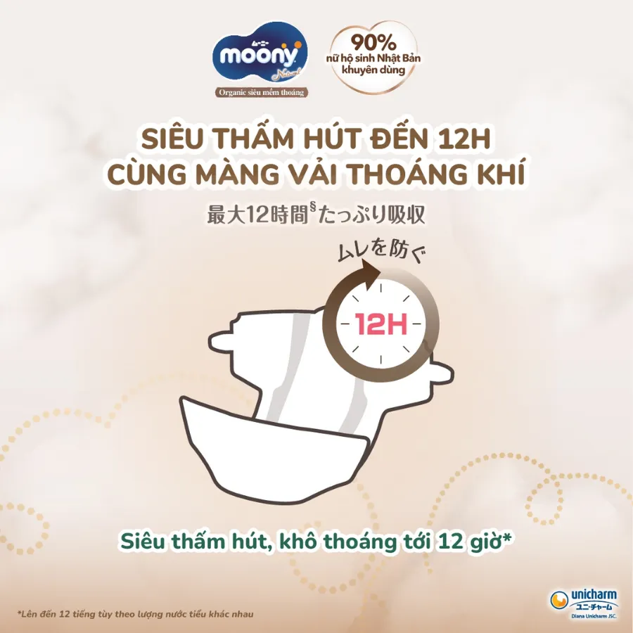 Bỉm tã dán Moony Natural size L 38 miếng (9-14kg) (giao bao bì ngẫu nhiên)