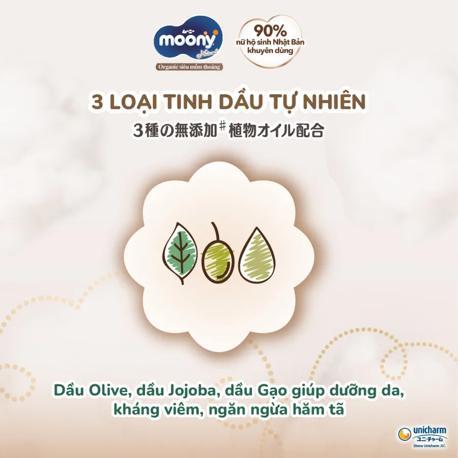 Bỉm tã dán Moony Natural size L 38 miếng (9-14kg) (giao bao bì ngẫu nhiên)