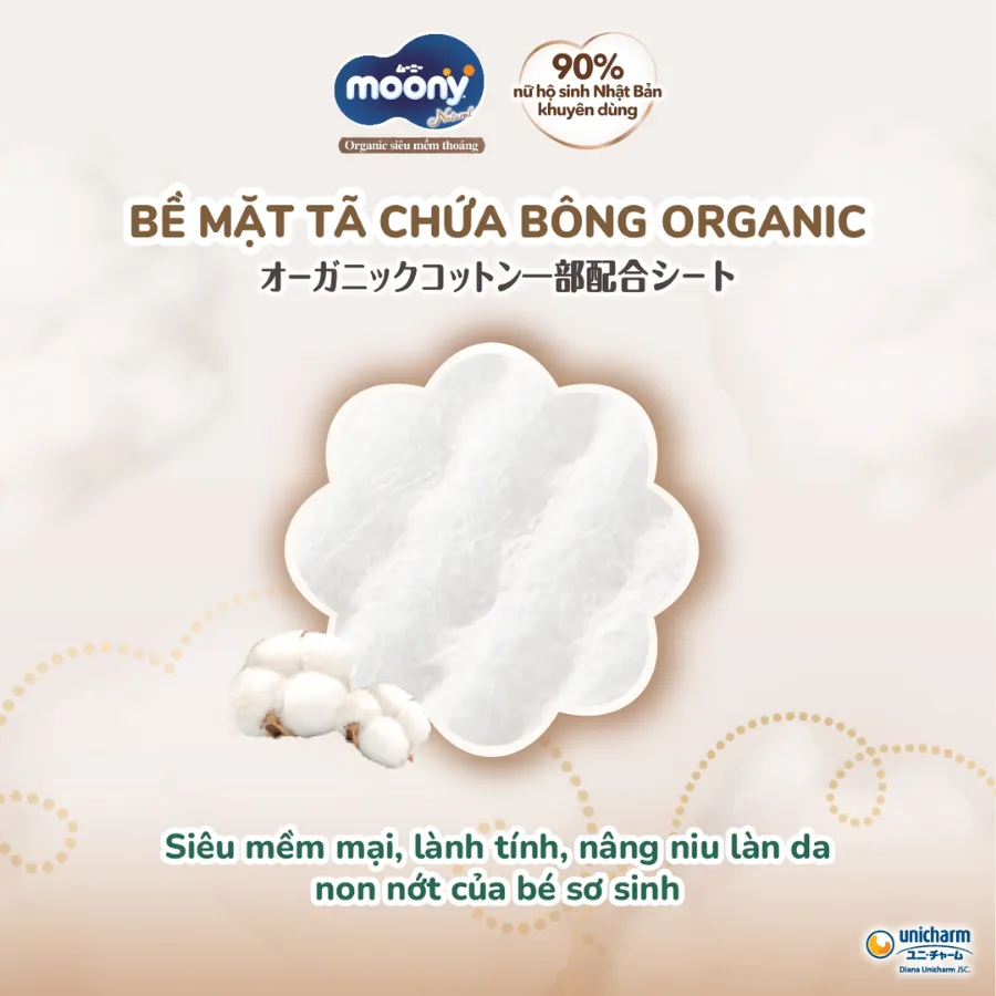 Bỉm tã dán Moony Natural size L 38 miếng (9-14kg) (giao bao bì ngẫu nhiên)