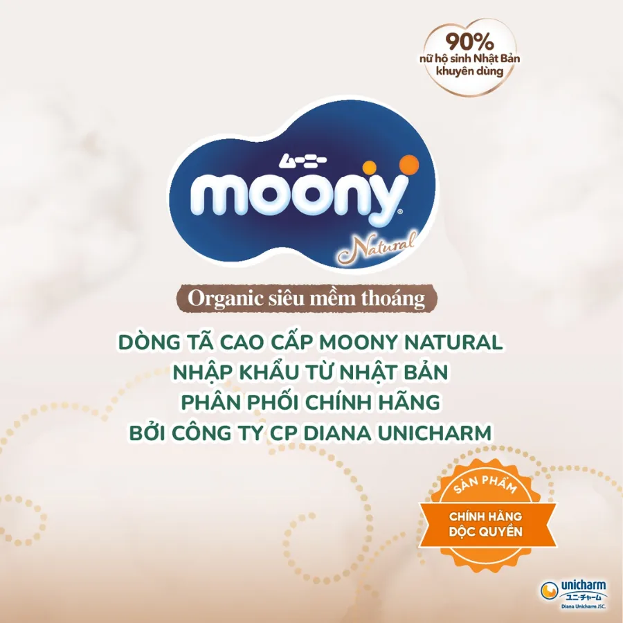 Bỉm tã dán Moony Natural size L 38 miếng (9-14kg) (giao bao bì ngẫu nhiên)