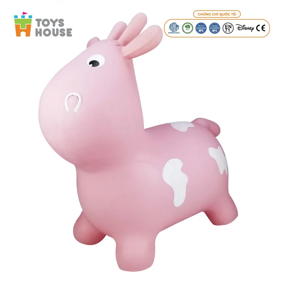 Thú Nhún Bơm Hơi Hình Bò Sữa Hồng Toys House TH619-PA1828 