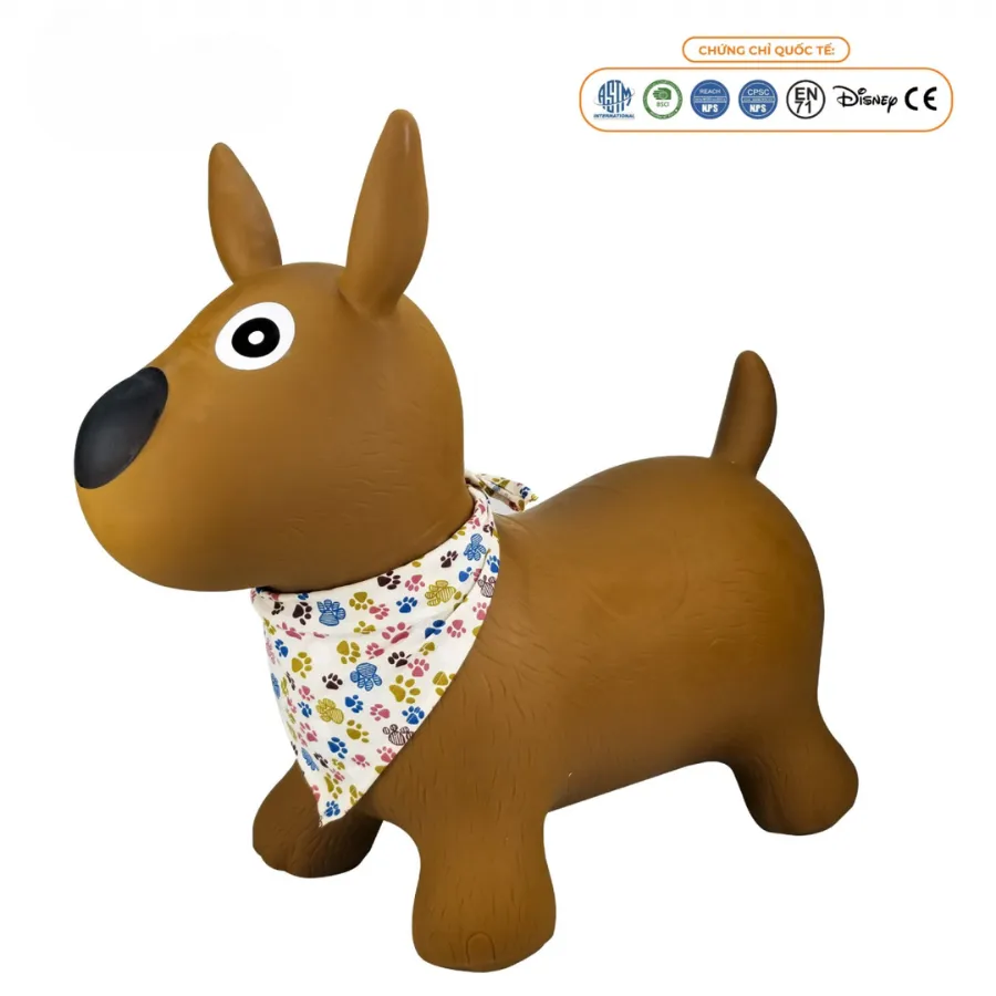 Thú Nhún Bơm Hơi Hình Cún Phốc Nâu Toys House TH619-PA1049