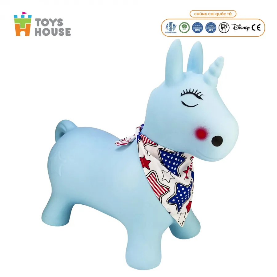 Thú Nhún Bơm Hơi Hình Kỳ Lân Màu Xanh Toys House TH619-PA391 – Đồ Chơi Vận Động An Toàn Cho Bé
