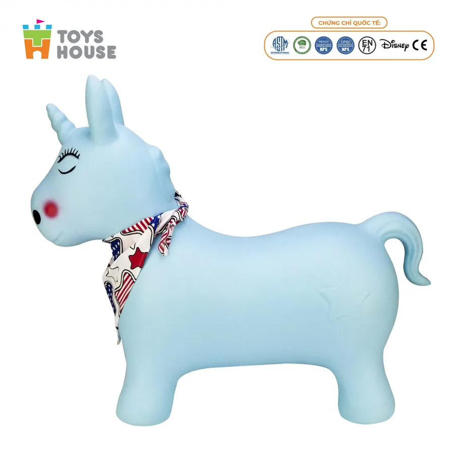 Thú Nhún Bơm Hơi Hình Kỳ Lân Màu Xanh Toys House TH619-PA391 – Đồ Chơi Vận Động An Toàn Cho Bé