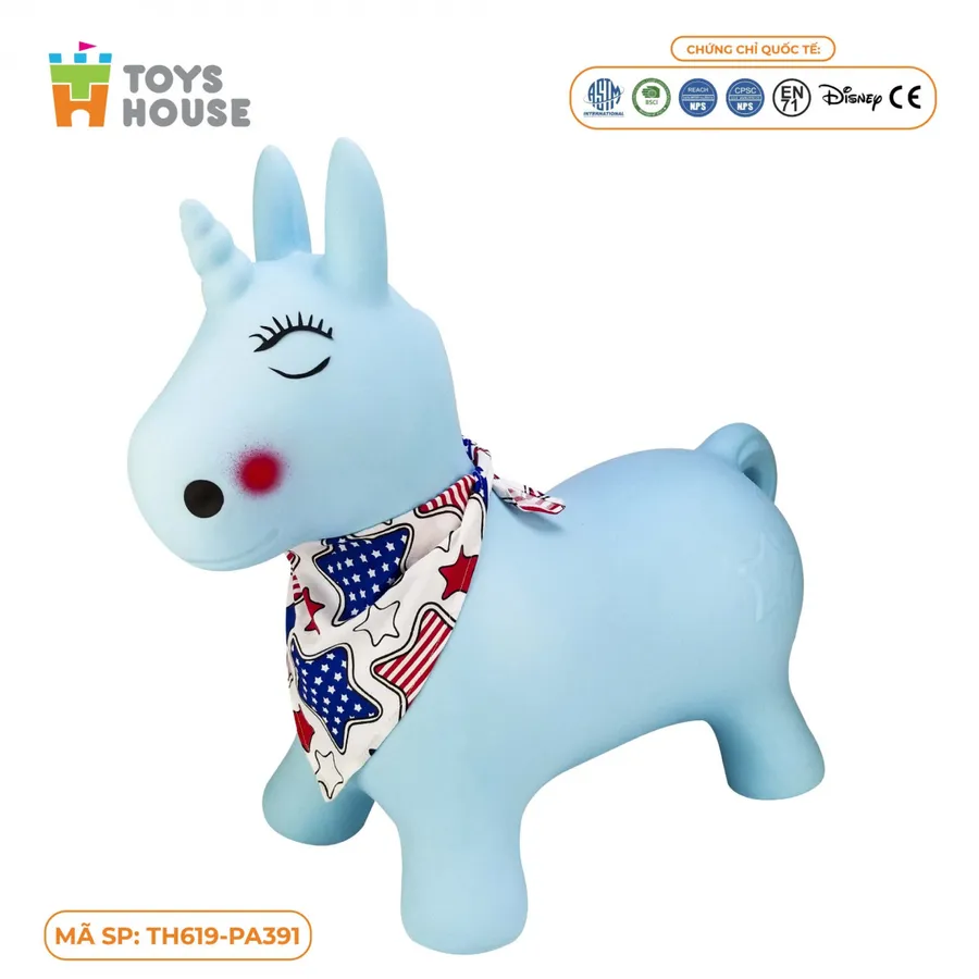 Thú Nhún Bơm Hơi Hình Kỳ Lân Màu Xanh Toys House TH619-PA391 – Đồ Chơi Vận Động An Toàn Cho Bé