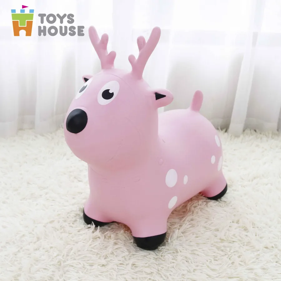 Thú Nhún Bơm Hơi Hình Tuần Lộc Hồng Toys House TH319-PA14184
