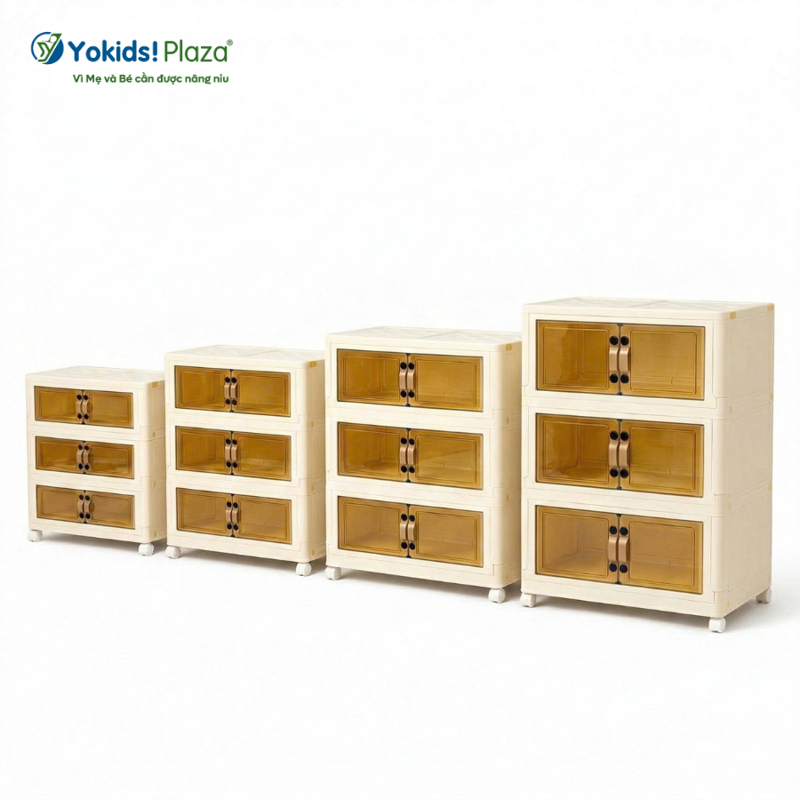 Tủ Nhựa Đựng Đồ Gấp Gọn Trong Suốt 4 Ngăn Nhiều Kích Thước – Yokids Plaza