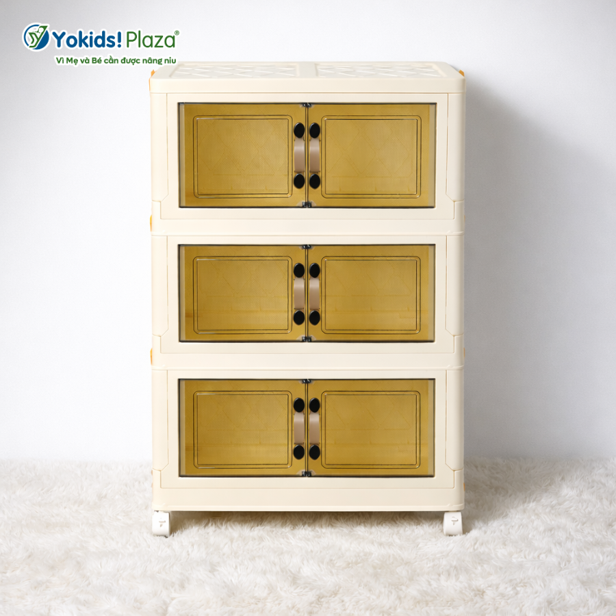 Tủ Nhựa Đựng Đồ Gấp Gọn Trong Suốt 3 Ngăn Nhiều Kích Thước – Yokids Plaza
