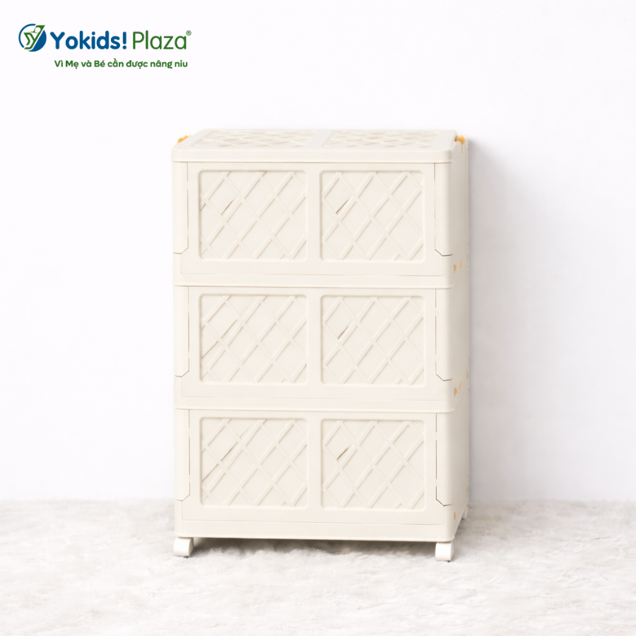 Tủ Nhựa Đựng Đồ Gấp Gọn Trong Suốt 3 Ngăn Nhiều Kích Thước – Yokids Plaza