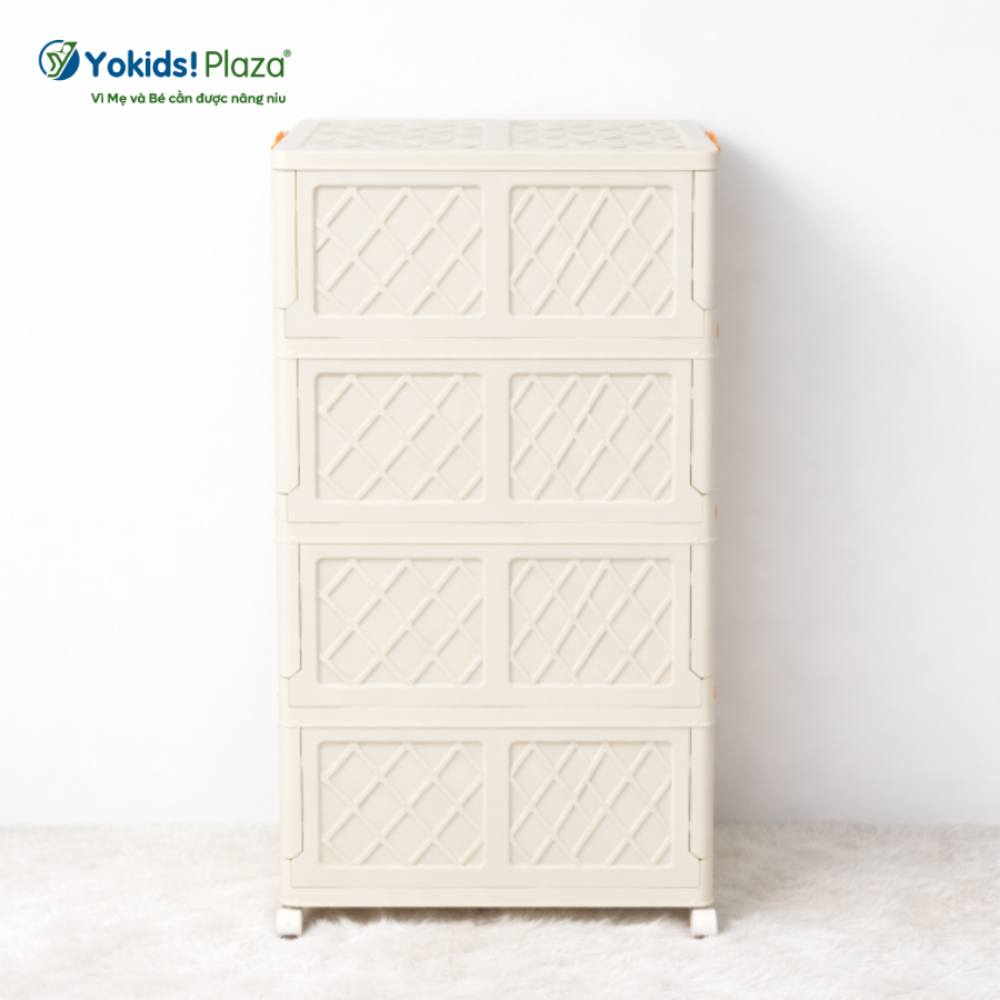 Tủ Nhựa Đựng Đồ Gấp Gọn Trong Suốt 4 Ngăn Nhiều Kích Thước – Yokids Plaza