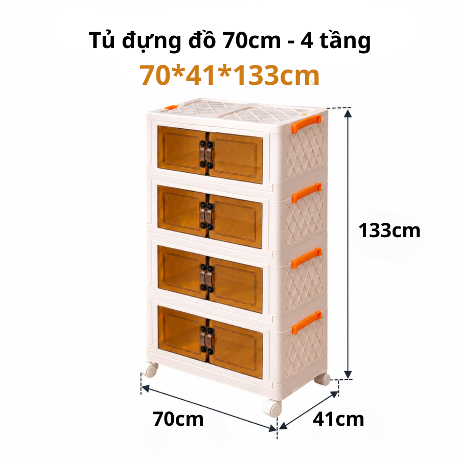 Tủ Nhựa Đựng Đồ Gấp Gọn Trong Suốt 4 Ngăn Nhiều Kích Thước – Yokids Plaza