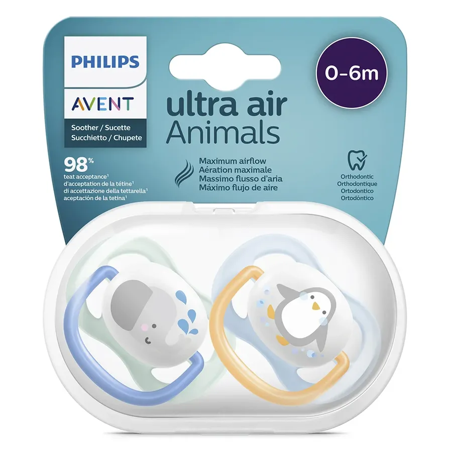 Vỉ đôi Ty ngậm Philips Avent hình thú (bé 0–6 tháng)