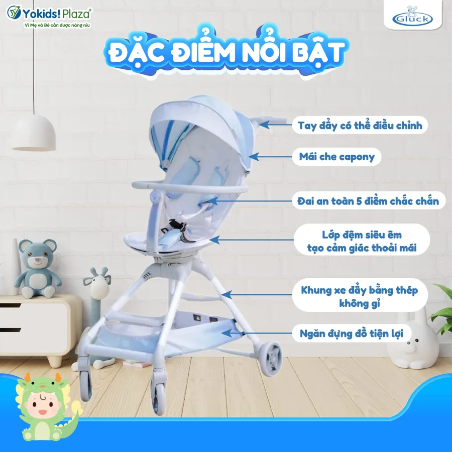 Xe đẩy gấp gọn Gluck G6 - Nhỏ gọn, tiện lợi cho việc cất giữ và mang theo