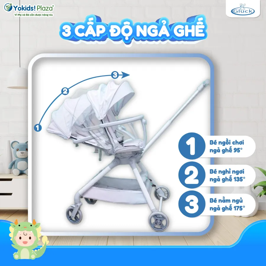 Xe đẩy gấp gọn Gluck G6 - Nhỏ gọn, tiện lợi cho việc cất giữ và mang theo