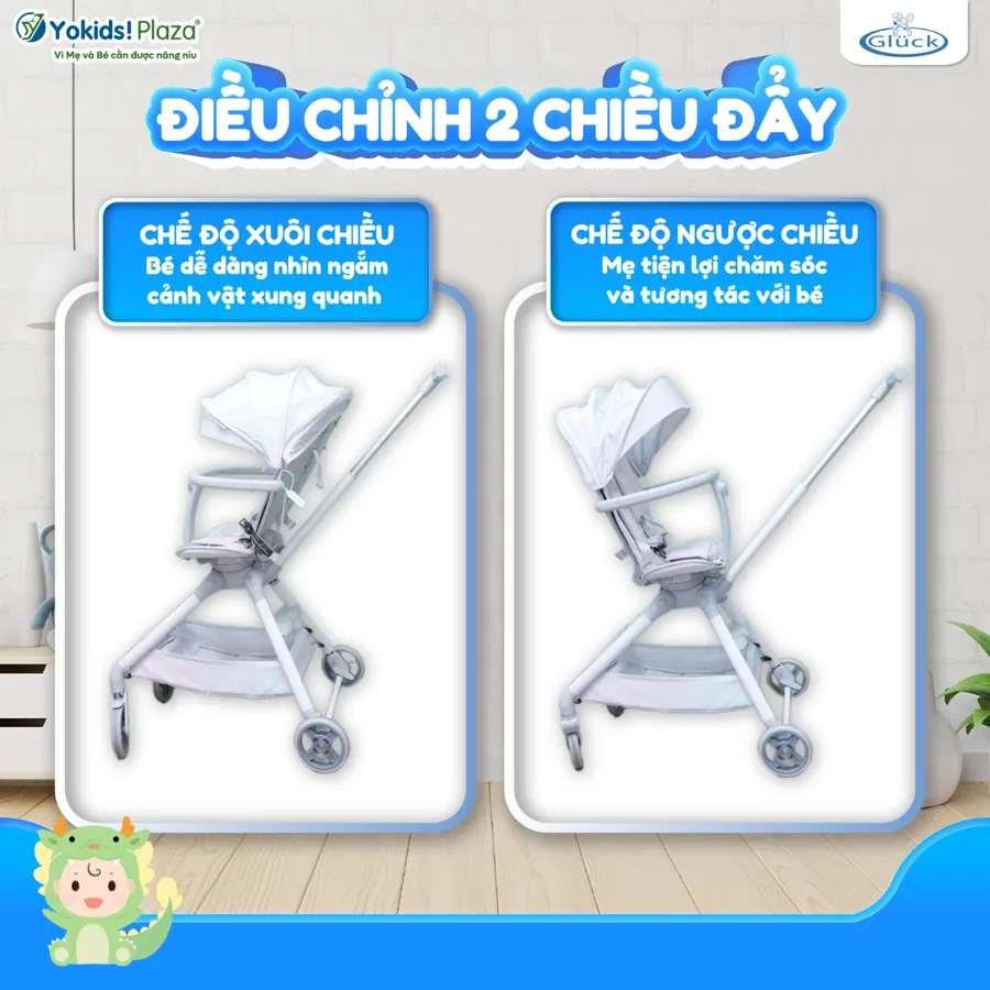 Xe đẩy gấp gọn Gluck G6 - Nhỏ gọn, tiện lợi cho việc cất giữ và mang theo