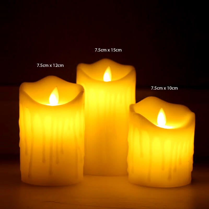 bộ 3 nến điện tử vỏ sáp chảy bộ 3 nến điện tử vỏ sáp chảy