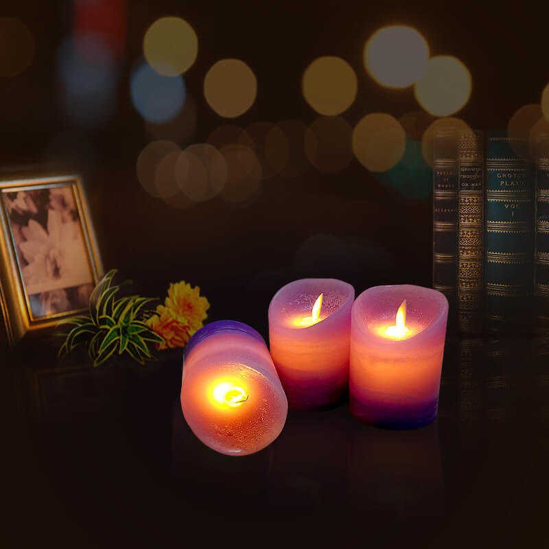 đèn cầy sáp thơm điện tử màu tím 10cm đèn cầy sáp thơm điện tử màu tím 10cm