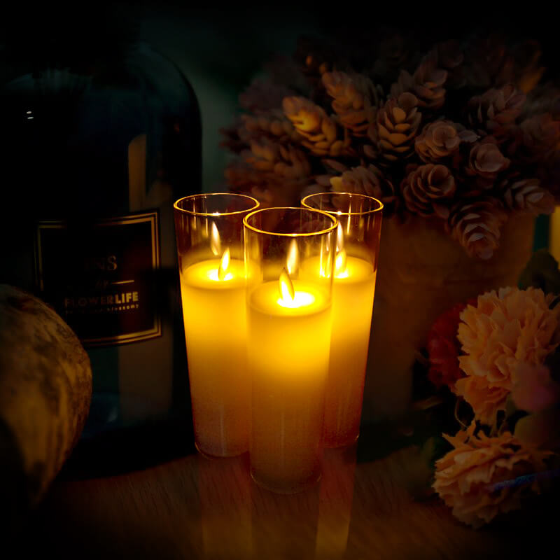 nến điện tử đèn led vàng ly thủy tinh 16cm nến điện tử đèn led vàng ly thủy tinh 16cm