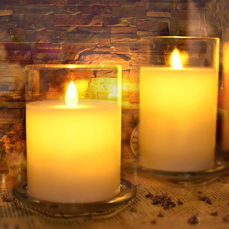 bộ 3 nến điện tử ly thủy tinh bộ 3 nến điện tử ly thủy tinh