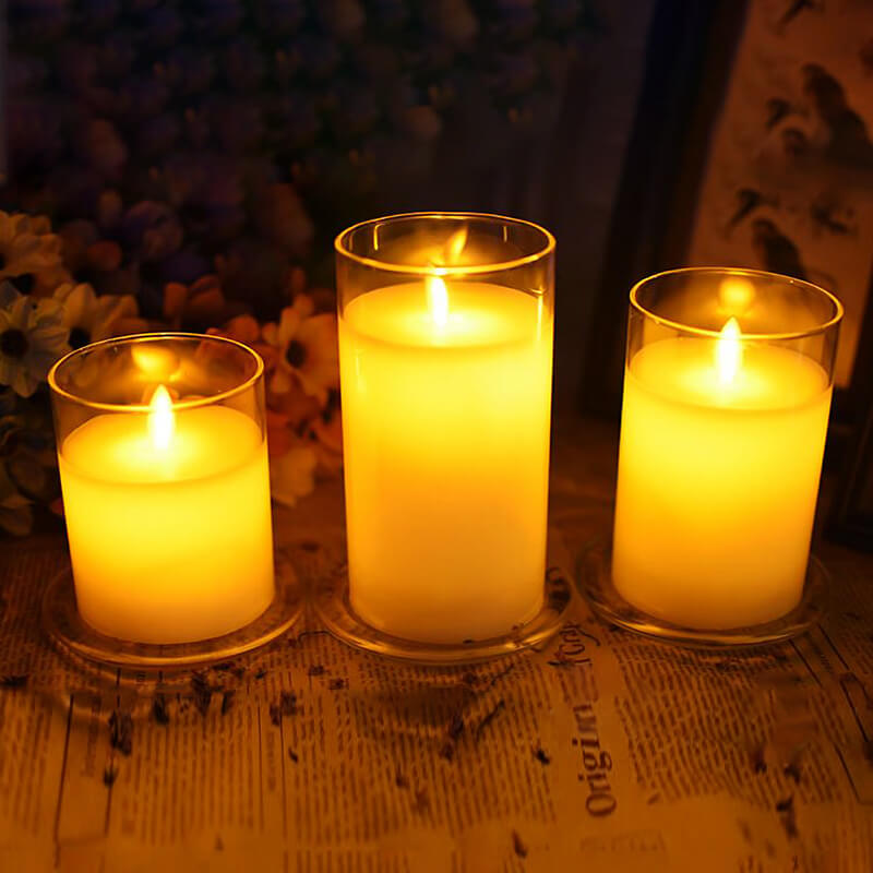 bộ 3 nến điện tử ly thủy tinh bộ 3 nến điện tử ly thủy tinh