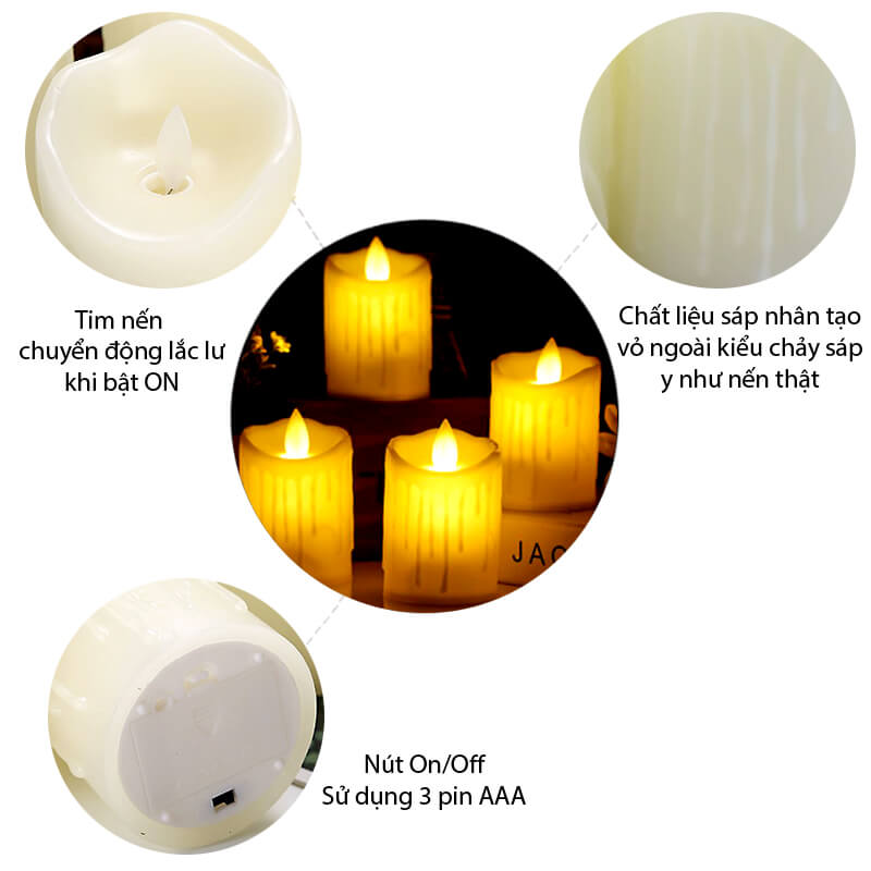 nến điện tử sáp chảy 10cm nến điện tử sáp chảy 10cm