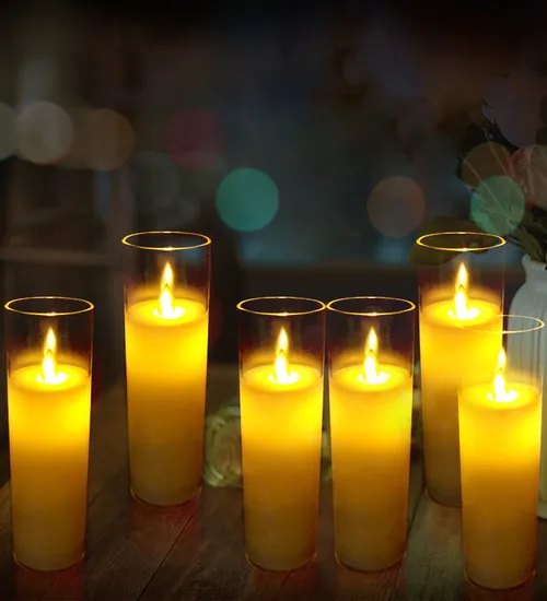 Nến điện tử đèn led vàng ly thủy tinh 16cm