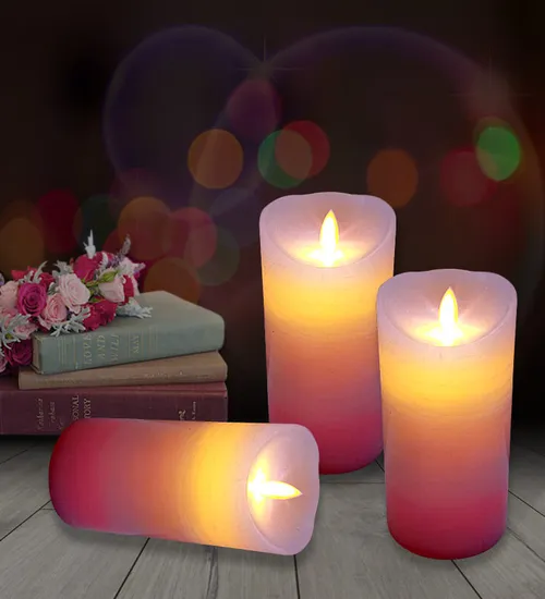 Nến điện tử vỏ sáp thơm màu hồng 15cm