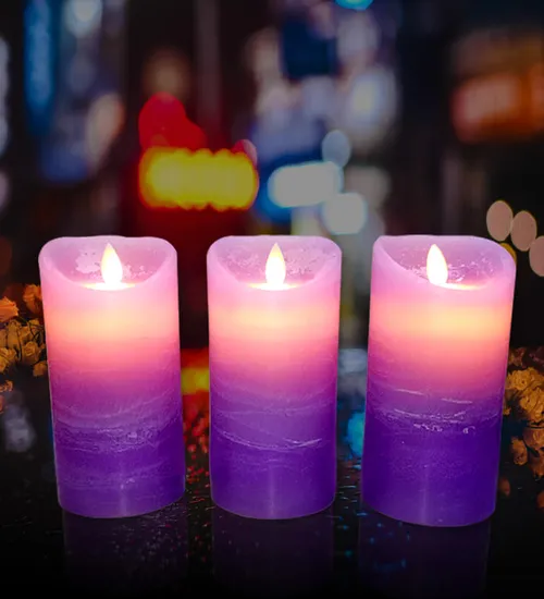 Nến điện tử vỏ sáp thơm màu tím 15cm