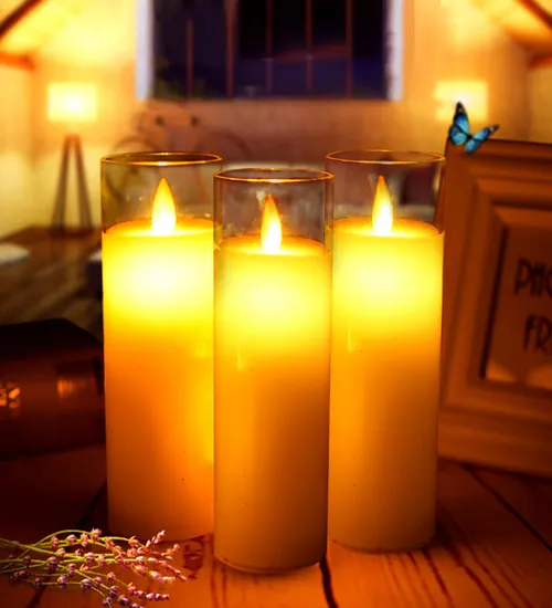 Nến led điện tử ly thủy tinh 20cm