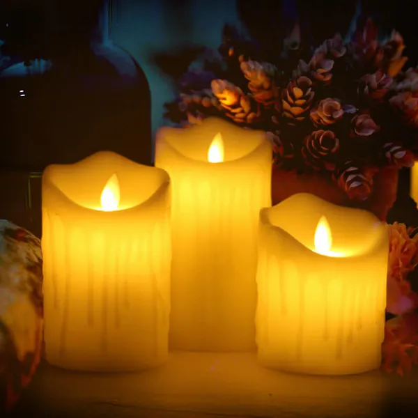 Bộ 3 nến điện tử vỏ sáp chảy (10cm, 12cm, 15cm)