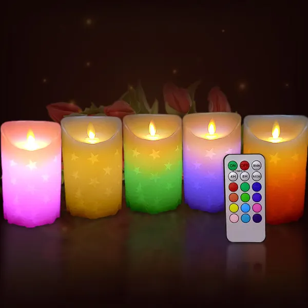 Nến sáp điện tử kiểu ngôi sao led 7 màu 12.5cm