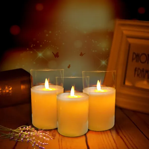 Nến sáp điện tử ly thủy tinh 12.5cm