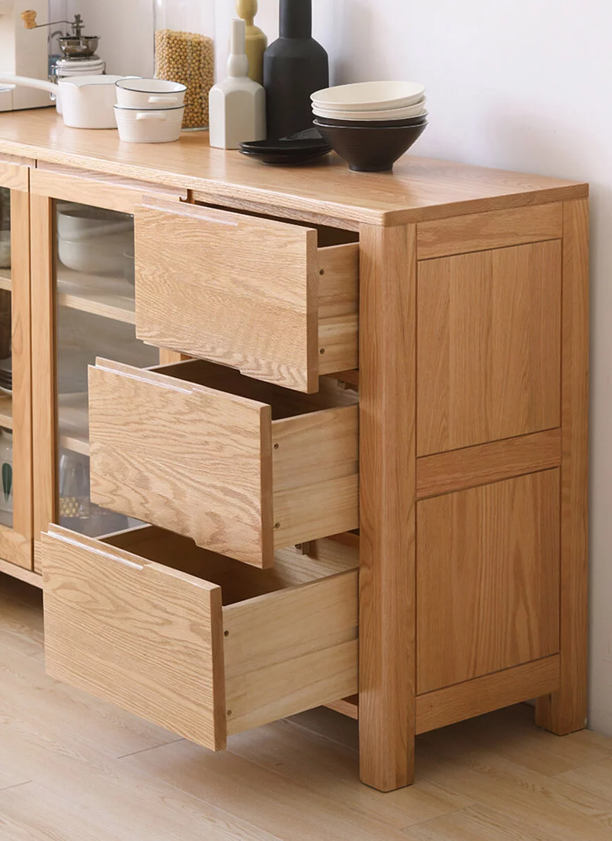 Tủ bếp gỗ tự nhiên thiết kế đa năng đẹp hiện đại