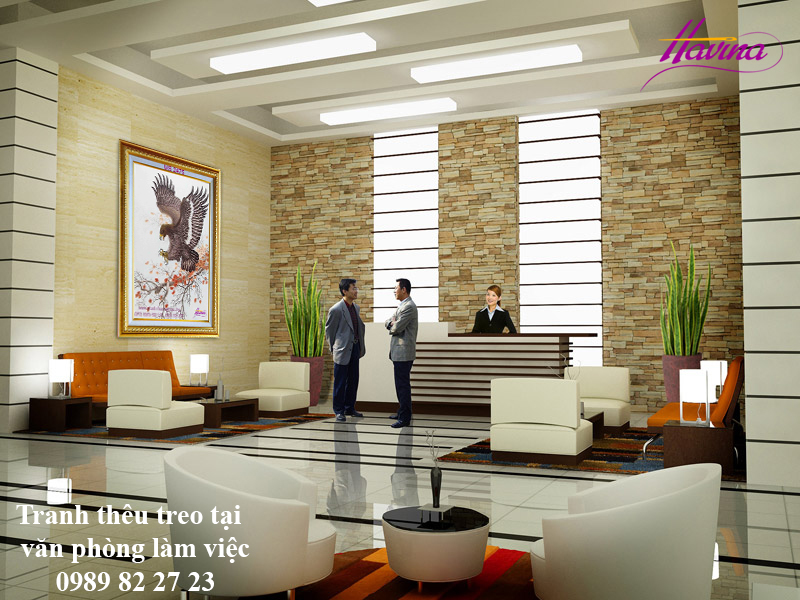 Tranh thêu tay treo văn phòng làm việc