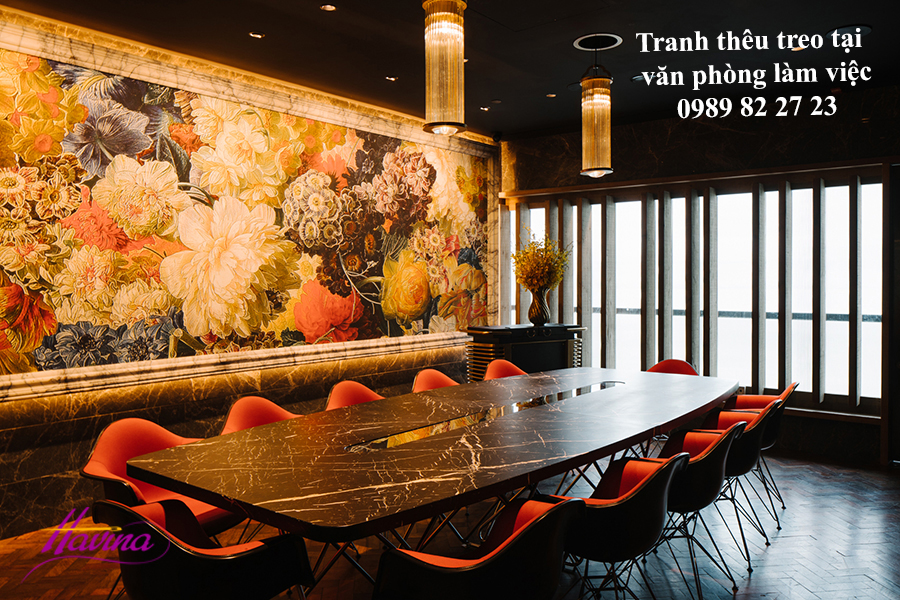 Tranh thêu tay treo văn phòng làm việc