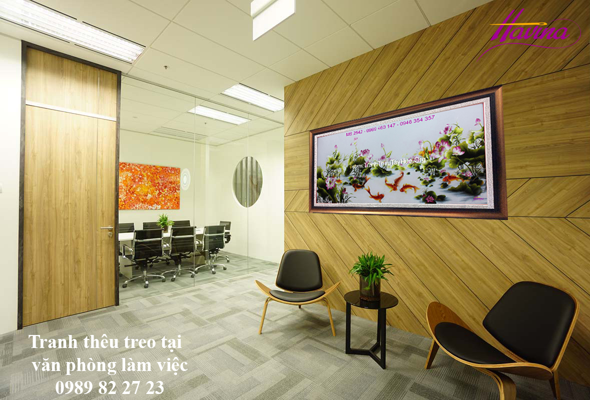 Tranh thêu tay treo văn phòng làm việc