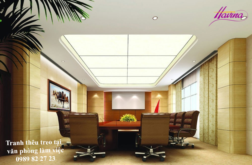 Tranh thêu tay treo văn phòng làm việc
