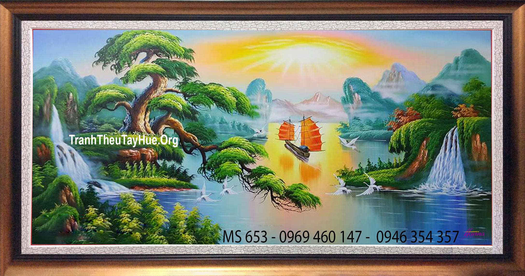 Tranh thêu tay treo văn phòng làm việc