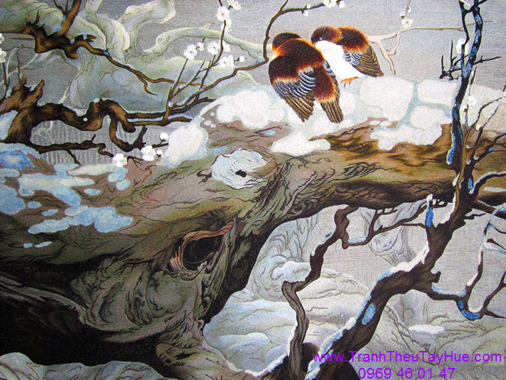 quà tặng đám cưới - tranh thêu đôi chim